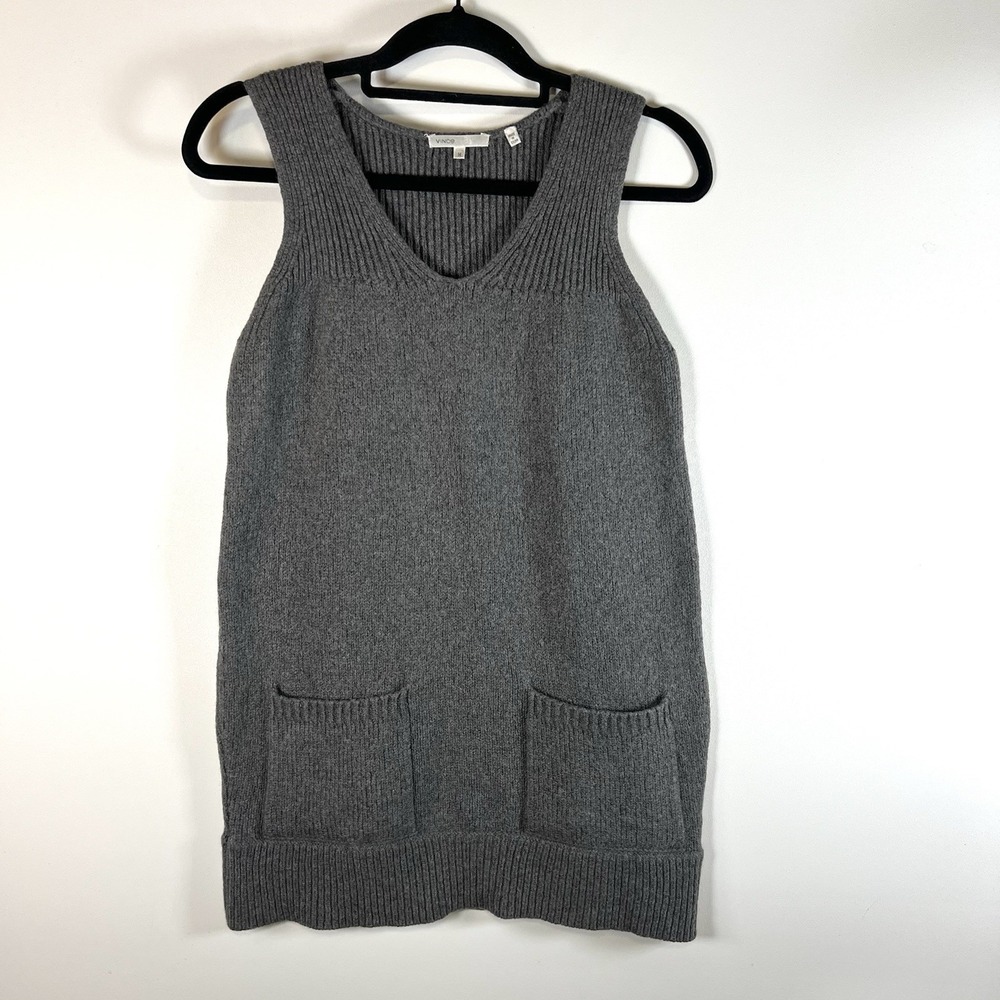 Vince Womens Sweater Dress Medium Gray Wool Blend Lagenlook Minimalist Designer